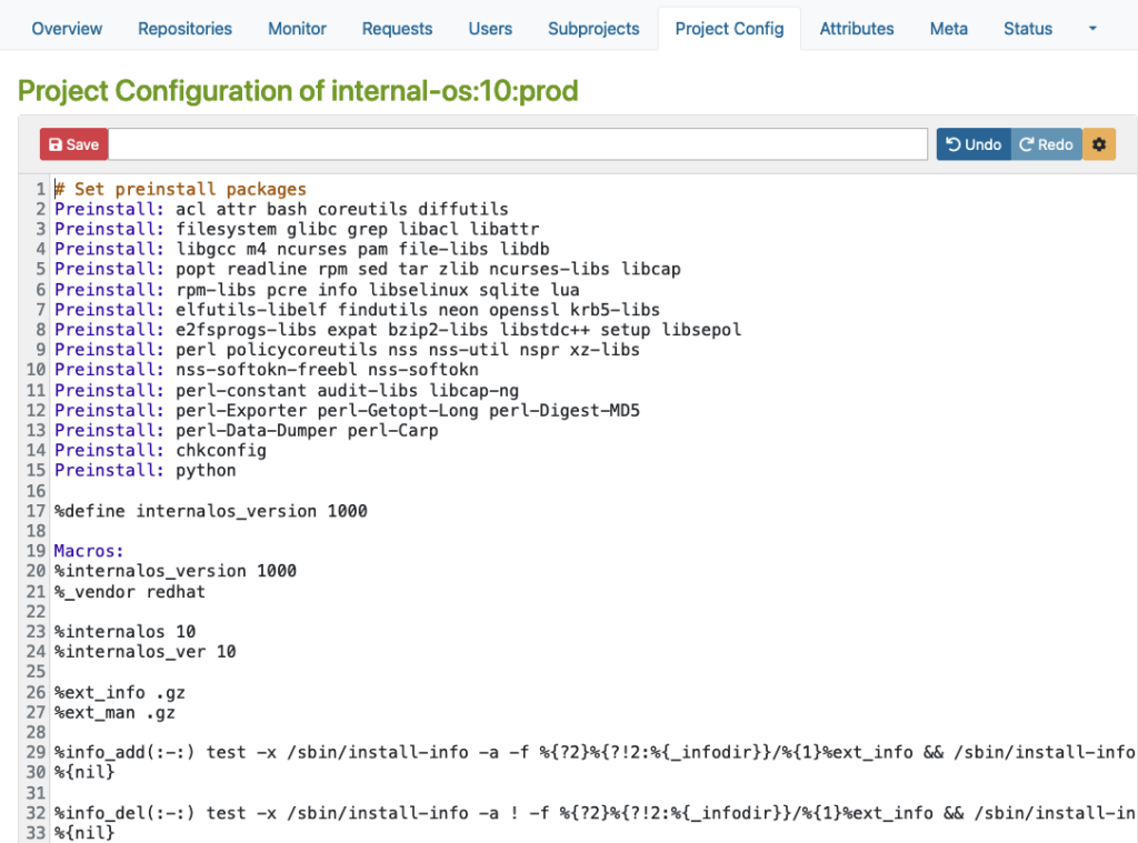 So könnte die Projektkonfiguration aussehen.