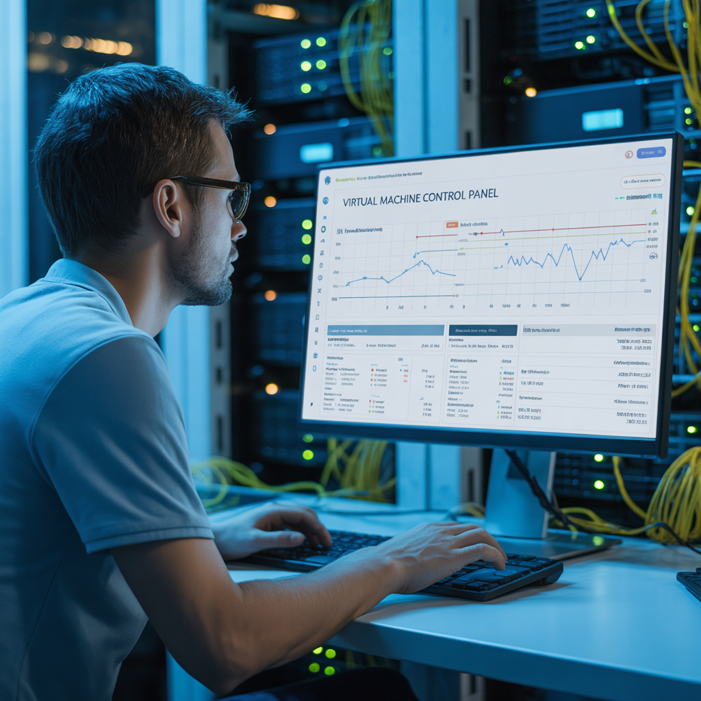 Virtualization Control IT Admin working in a data center